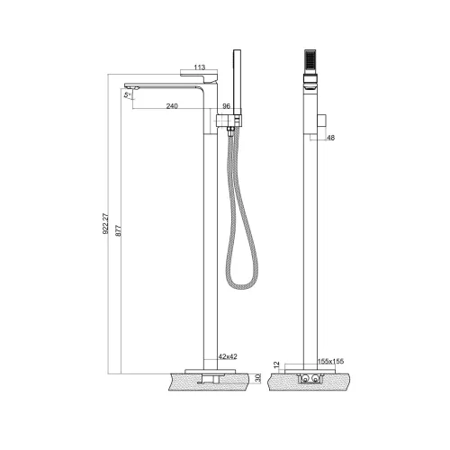 Напольный смеситель BelBagno LUCE LUC-FMT-NERO, Выбрать цвет: Чёрный, изображение 2