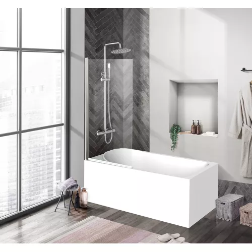 Душевая шторка на ванну BelBagno UNO-V-1-/C-Cr, Цвет стекла: прозрачное, Цвет профиля: Хром, Выбрать размер: 90х150