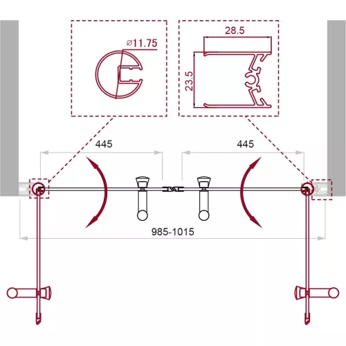 Душевая дверь BelBagno UNO-B-2/C-Cr, Цвет стекла: прозрачное, Цвет профиля: Хром, Выбрать размер: 100, изображение 2