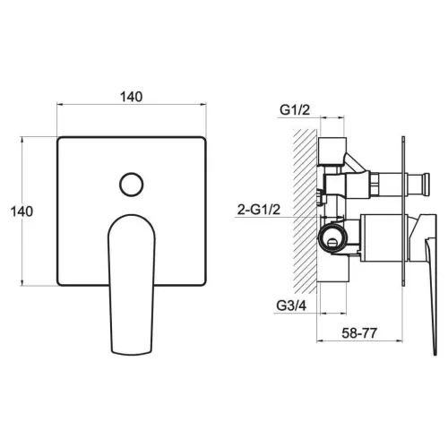 Встраиваемый смеситель BelBagno CARIN CAR-BASM-CRM, изображение 2