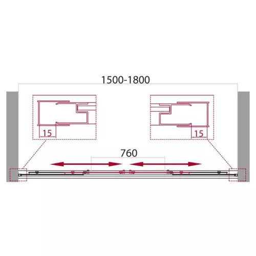 Шторка на ванну BelBagno UNIQUE-VF-2-150/180-140-C-Cr, Цвет стекла: прозрачное, Цвет профиля: Хром, изображение 5
