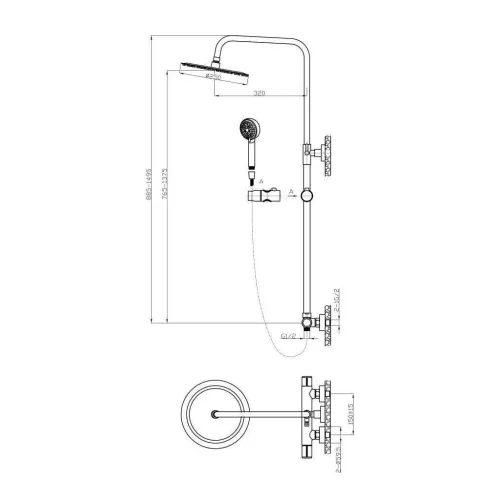 Душевая стойка BelBagno UNO UNO-DOCM-CRM, изображение 2