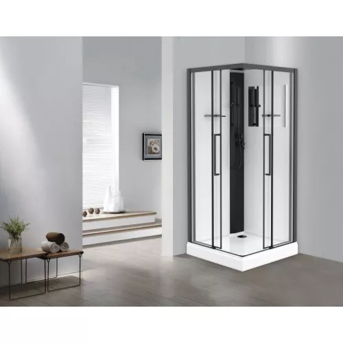 Душевая кабина ESBANO ESM-90CKR  90х90х215, Цвет стекла: прозрачное, Цвет профиля: Черный, Тип поддона: Низкий, Выбрать размер: 90х90, изображение 2