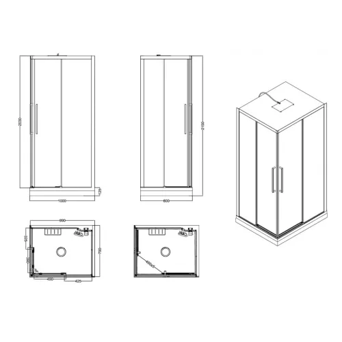 Душевая кабина ESBANO ESM-108/129CKR R/L, Цвет профиля: Черный, Тип поддона: Низкий, Выбрать размер: 100х80, Ориентация: левая, изображение 11