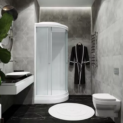 Душевая кабина Triton ЛАЙТ  А(низкий поддон) ДН4 стекло прозрачное, рифленое, Цвет профиля: Белый, Тип поддона: Низкий, Выбрать размер: 90х90, изображение 6