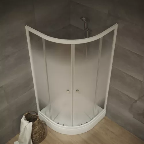 Душевое ограждение Triton ЛАЙТ (низкий поддон), Цвет стекла: с рисунком, Цвет профиля: Белый, Тип поддона: Низкий, Выбрать размер: 100х100, изображение 3