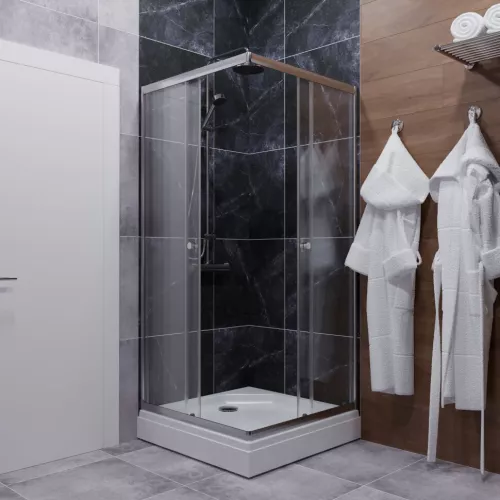 Душевое ограждение Triton "ВЕНТА-ХРОМ" , низкий поддон, Цвет профиля: Хром, Выбрать размер: 80х80, изображение 3