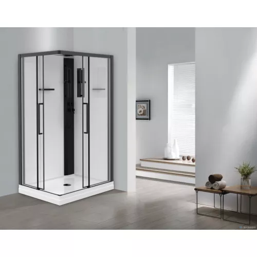 Душевая кабина ESBANO ESM-108/129CKR R/L, Цвет профиля: Черный, Тип поддона: Низкий, Выбрать размер: 100х80, Ориентация: левая, изображение 2