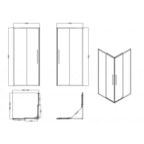 Душевое ограждение ESBANO ESS-90/100KV-B  без поддона, Цвет профиля: Черный, Выбрать размер: 90х90, изображение 6