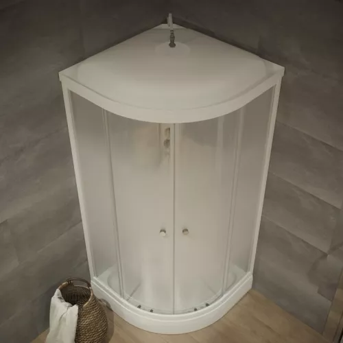 Душевая кабина Triton ЛАЙТ  А(низкий поддон) ДН4 стекло прозрачное, рифленое, Цвет профиля: Белый, Тип поддона: Низкий, Выбрать размер: 90х90, изображение 2