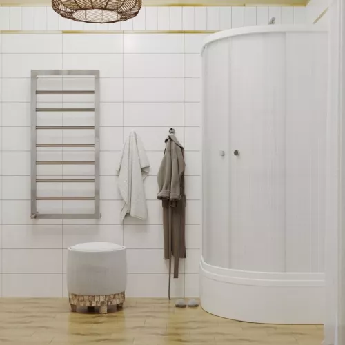 Душевое ограждение Triton  ЛЁН В (средний поддон), Цвет стекла: лён, Цвет профиля: Белый, Тип поддона: Средний, Выбрать размер: 90х90, изображение 5