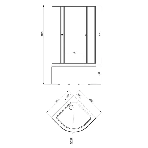 Душевое ограждение Triton  ЛЁН В (средний поддон), Цвет стекла: лён, Цвет профиля: Белый, Тип поддона: Средний, Выбрать размер: 90х90, изображение 8