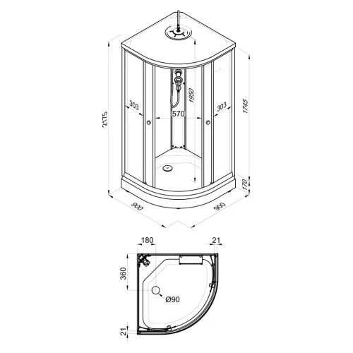 Душевая кабина Triton ЛАЙТ  А(низкий поддон) ДН4 стекло прозрачное, рифленое, Цвет профиля: Белый, Тип поддона: Низкий, Выбрать размер: 90х90, изображение 8