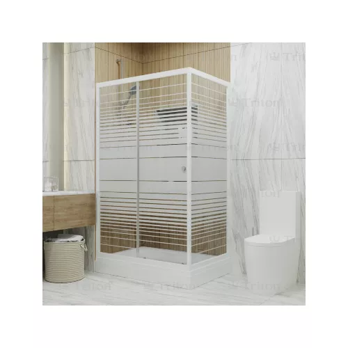 Душевое ограждение Triton ФЬЮЖН  А (низкий поддон), Цвет профиля: Белый, Тип поддона: Низкий, Выбрать размер: 100х80, изображение 2