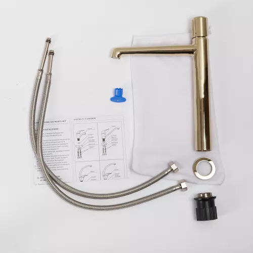 Смеситель для накладных раковин BelBagno UNO UNO-LMC-ORO-W0, Выбрать цвет: Золото, изображение 5