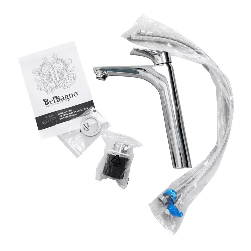 Смеситель для накладной раковины без донного клапана BelBagno MARINO-LMC-CRM-W0, изображение 7