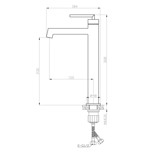 Смеситель для накладных BelBagno ACQUA ACQUA-LMC-NERO, Выбрать цвет: Чёрный, изображение 3