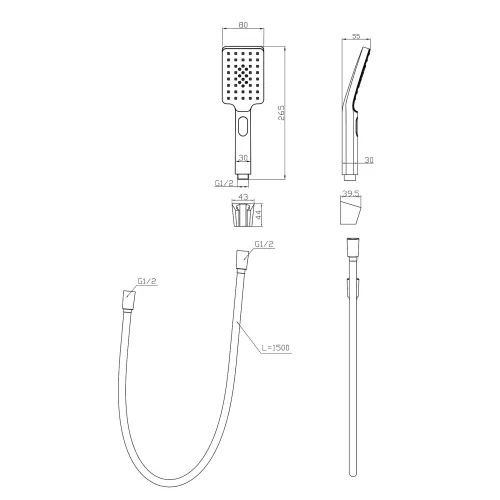 Ручной душ со шлангом и держателем BelBagno LUCE LUC-DFS-CRM, изображение 2