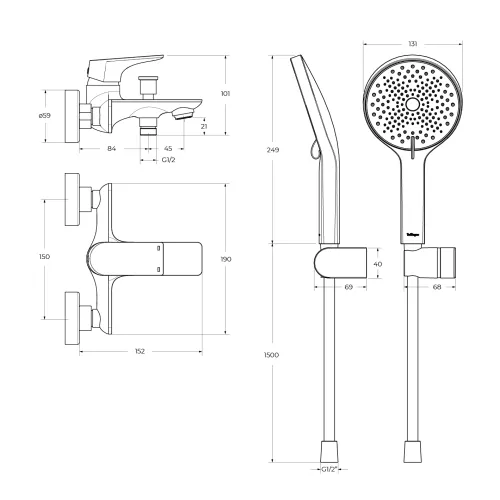 Смеситель для ванны и душа BelBagno MARINO-VASM-CRM, изображение 6