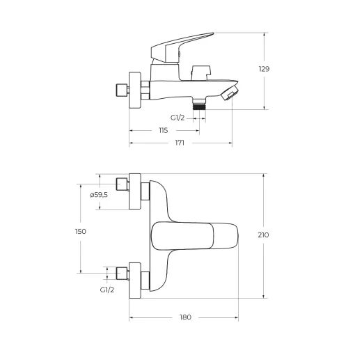 Смеситель для ванны и душа BelBagno DUE-VASM-CRM, изображение 7