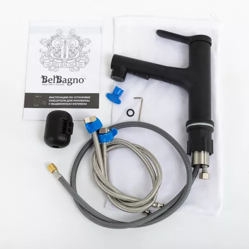 Смеситель для раковины с выдвижным изливом BelBagno BB-LVMD-NERO-W0, изображение 9