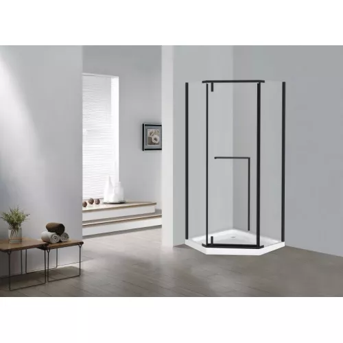 Душевое ограждение ESBANO ESS-90PR-B  90х90х195 без поддона, Цвет профиля: Черный, Выбрать размер: 90х90, изображение 2
