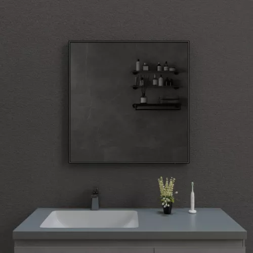 Зеркало со встроенной подстветкой и подогревом ESBANO ES-3803 черный, Цвет профиля (вариация): Черный, Выбрать размер: 80х80, изображение 2