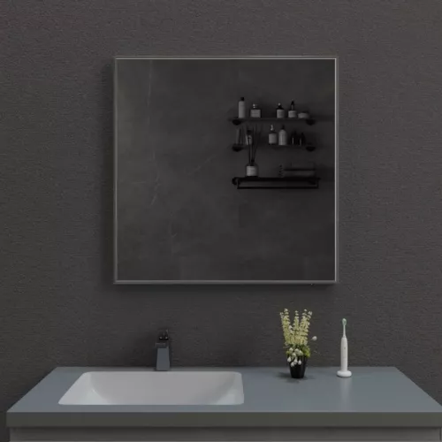 Зеркало со встроенной подстветкой  и подогревом ESBANO ES-3803 хром, Цвет профиля: Хром, Выбрать размер: 80х80, изображение 2