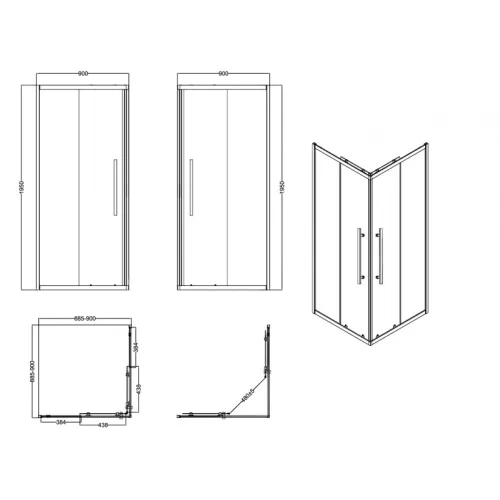 Душевое ограждение ESBANO ESF-90/100KV-C  без поддона, Цвет профиля: Хром, Выбрать размер: 90х90, изображение 6