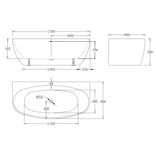 Ванна  ESBANO San Marino (black) 170x80, изображение 2