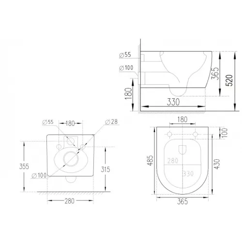 Унитаз-Биде подвесной  ESBANO TERUEL-WBN, изображение 2