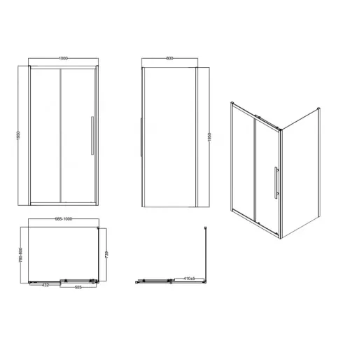 Душевое ограждение ESBANO ESF-108/119/128/129PS-B без поддона, Цвет профиля: Черный, Выбрать размер: 100х80, изображение 4