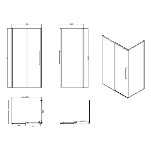 Душевое ограждение ESBANO ESS-108/119/128/129PS-B без поддона, Цвет профиля: Черный, Выбрать размер: 100х80, изображение 5