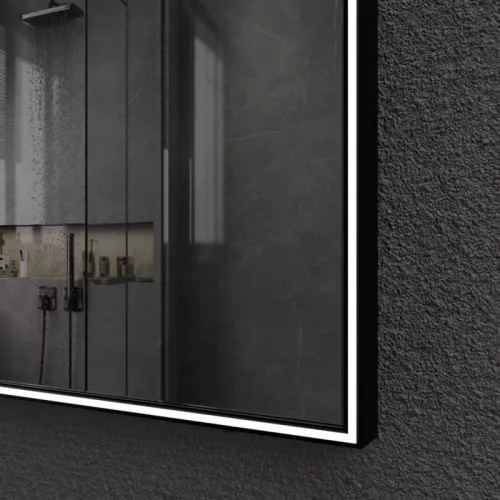 Зеркало со встроенной подстветкой и подогревом ESBANO ES-3803 черный, Цвет профиля (вариация): Черный, Выбрать размер: 80х80, изображение 5