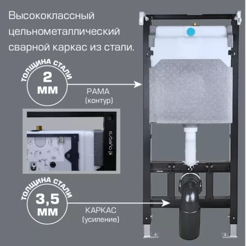 Инсталляция для подвесных унитазов  ESBANO  "FRAM" без кнопки, изображение 6