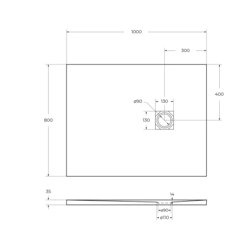 Душевой поддон из искусств. мрамора BelBagno UNO TRAY-MR-UNO-AH-35-W-CR в комплекте с сифоном, Высота поддона: 4, Выбрать цвет: Белый, Тип поддона: Низкий, Выбрать размер: 100х80, изображение 7