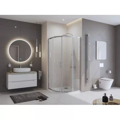Душевой поддон из искусств.мрамора BelBagno UNO TRAY-MR-UNO-R-80/90-550-35-W-CR в комплекте с сифоном, Высота поддона: 4, Выбрать цвет: Белый, Тип поддона: Низкий, Выбрать размер: 80х80, изображение 6