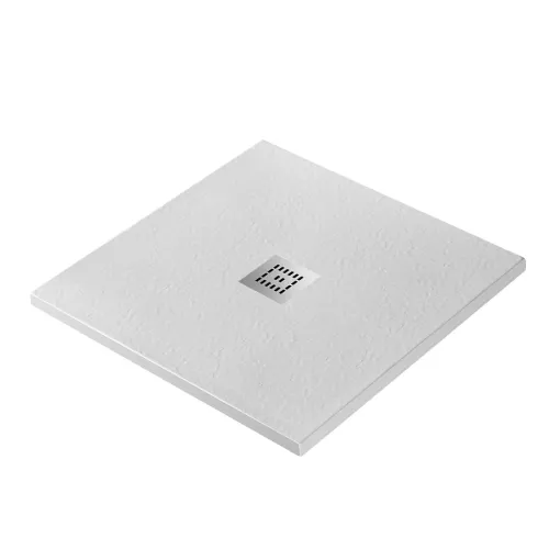 Душевой поддон из искусственного мрамора BelBagno UNO TRAY-MR-UNO-A-80/90-35-W-CR  в комплекте с сифоном, Выбрать цвет: Белый, Тип поддона: Низкий, Выбрать размер: 80х80, изображение 2