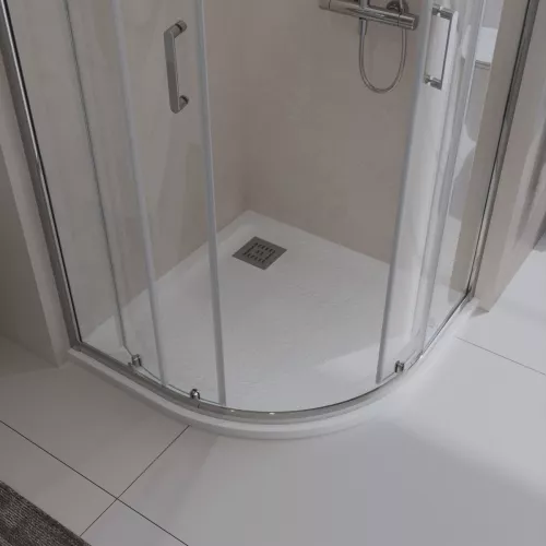 Душевой поддон из искусств.мрамора BelBagno UNO TRAY-MR-UNO-R-80/90-550-35-W-CR в комплекте с сифоном, Высота поддона: 4, Выбрать цвет: Белый, Тип поддона: Низкий, Выбрать размер: 80х80, изображение 5