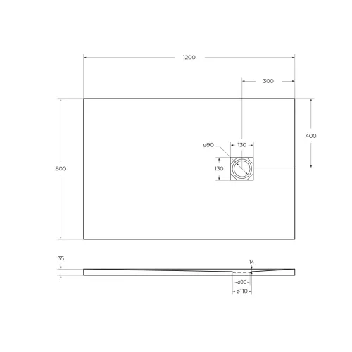 Душевой поддон из искусств. мрамора  BelBagno UNO TRAY-MR-UNO-AH-120/8/90-35-NERO-CR в комплекте с сифоном, Высота поддона: 4, Выбрать цвет: Чёрный, Тип поддона: Низкий, Выбрать размер: 120х80, изображение 7