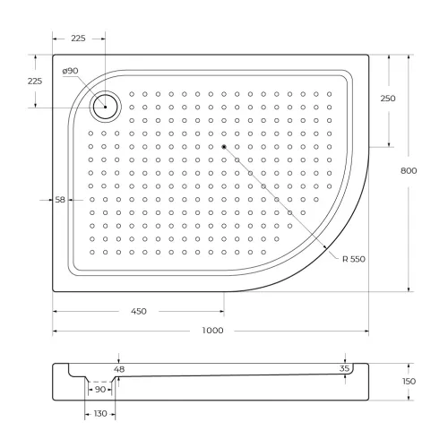 Акриловый поддон BelBagno TRAY-BB-RH-100/80//120/80-550-15-W-L, Высота поддона: 15, Тип поддона: Средний, Выбрать размер: 100х80, Ориентация: левый, изображение 8