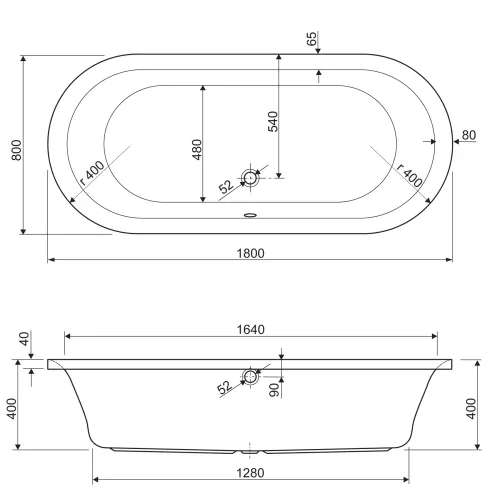 Акриловая ванна CEZARES METAURO-Central-180-80-40-W37  180х80, изображение 3