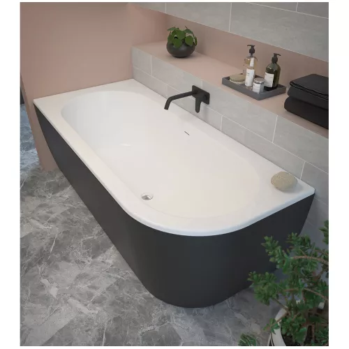 Акриловая ванна CEZARES SLIM CORNER-180-80-60-L/R-NERO-SET  180х80, Выбрать цвет: Черный матовый, Ориентация: левая, изображение 4