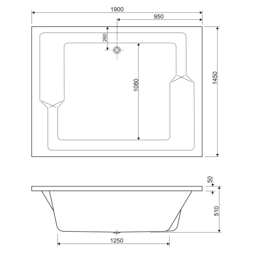 Акриловая ванна CEZARES PLANE_DUO-190-145-51-W37  190х145, изображение 4