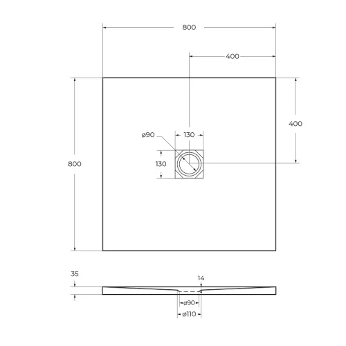 Душевой поддон из искусственного мрамора BelBagno UNO TRAY-MR-UNO-A-80/90-35-W-CR  в комплекте с сифоном, Выбрать цвет: Белый, Тип поддона: Низкий, Выбрать размер: 80х80, изображение 7