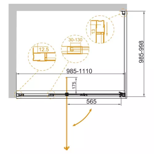 Душевой уголок CEZARES VARIANTE-AH-1-C-Cr, Цвет профиля: Хром, Выбрать размер: 100х100, изображение 2