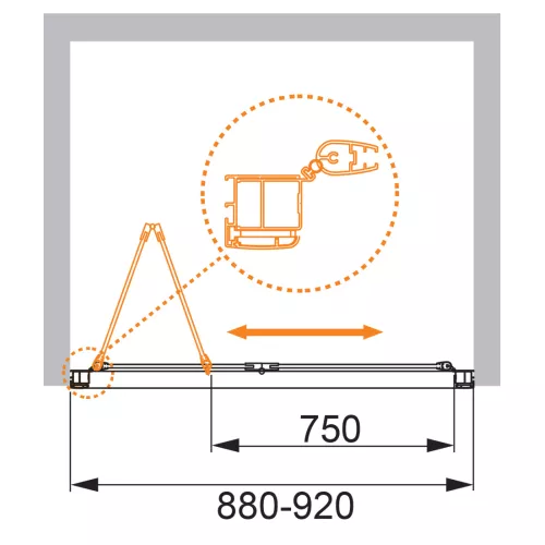 Душевая дверь CEZARES ANIMA-W-BS-90-C-Cr, Цвет стекла: Прозрачный, Цвет профиля: Хром, Выбрать размер: 90, изображение 2