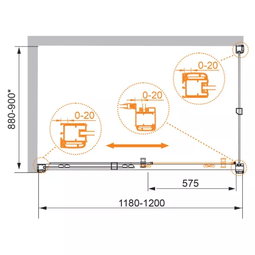 Душевой уголок CEZARES ANIMA-W-AH-1-120/90-P-Cr, Цвет стекла: рифленое, Цвет профиля: Хром, Выбрать размер: 120х90, изображение 2