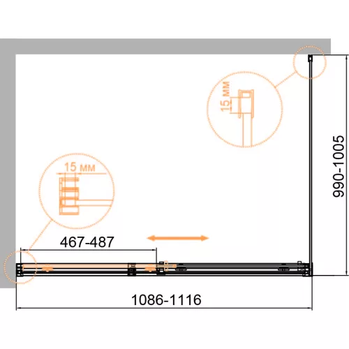 Душевой уголок CEZARES DUET SOFT-AH-1-C-Cr, Цвет профиля: Хром, Выбрать размер: 110х100, изображение 10