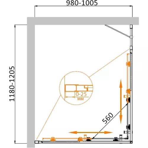 Душевой уголок CEZARES MOLVENO-AH-21-C-Cr-IV, Цвет стекла: прозрачное, Цвет профиля: Хром, Выбрать размер: 120х100, изображение 2